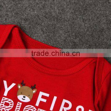 Children's Christmas Red Rompers and Deer Harem Pants Clothes Sets Boutique Outfit photo-3