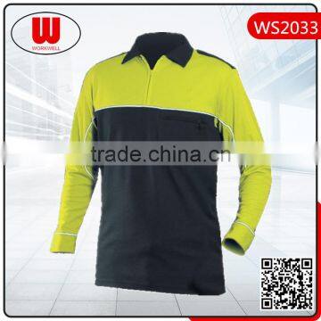 work long sleeve high visibility reflective polo shirt