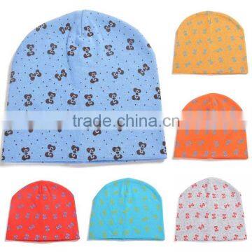 winter korea style 100%cotton cute boys&girls bowknot pattern baby beanie hat