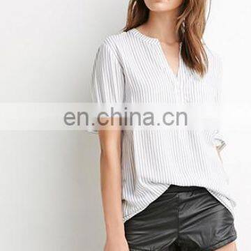 Ladies Long Sleeve Shirt Bloues/ Fashion V-Neck White Shirts