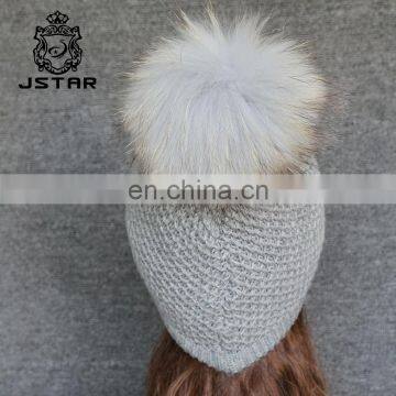 Factory sale various women winter knitted hat Acrylic Knitted Balaclava Fashion Winter Hat With Pompom