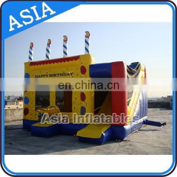 inflatable birthday cake castle with slide for birthday party rental