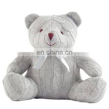 Popular design baby toys grey ash color knit teddy bear