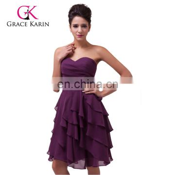 A-line Sweetheart Knee-length Chiffon fat women evening dress CL3439