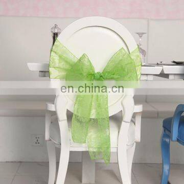 new design flocking any patterns chair sash made by organza fabric