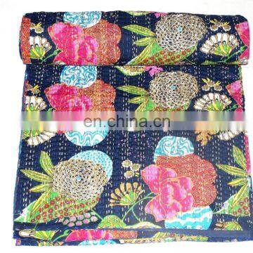 INDIAN VINTAGE KANTHA QUILTS / REVERSIBLE INDIAN KANTHA GUDARI