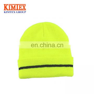 2017 New Design Fluorescence Winter Hat,Beanie with reflective stripe