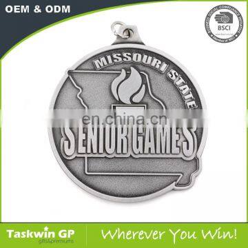 Gold silver bronze senior game sports award medallion custom metal medals