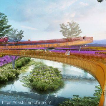 wooden paving Bridge Guardrail