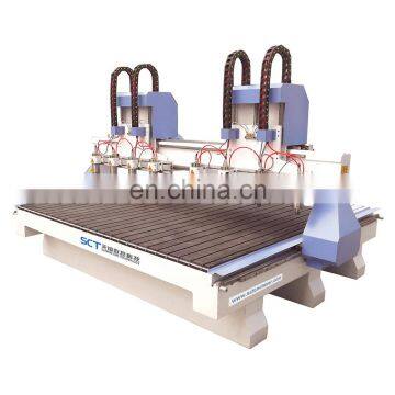 Mahogany Solid Furniture Carving Composite Cabinet Doors Multi-heads Wood CNC Router photo-2
