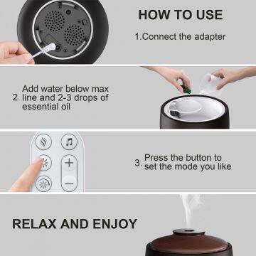 OEM 250ml Electric Ultrasonic Humidifier With 7 Color LED and Music Remote Control Ceramic Aroma Diffuser photo-4