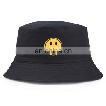 Man Women Caps embroidery smile design Hats Reversible Bucket Hats Fisherman hats For Women Sunscreen Panama Sun Hat