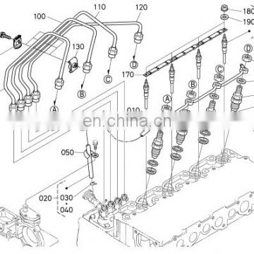 Diesel engine parts v2403 pipe injection 19077-5373-3