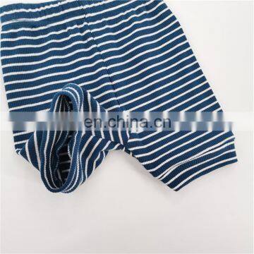 Striped Organic Cotton Rib Short Sleeve Baby Pajama Set photo-6