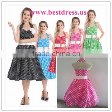 Bestdress cheap pin up 1950s Vintage Polka Dot Summer Fashion + Belt uk6 -uk24 SWING PARTY PROM rockabilly dress boutique