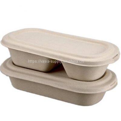 Brown Color Biodegradable Bagasse Bento Boxes Smooth Without Burrs photo-4