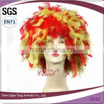 fashional carnival feather sports party fan wigs