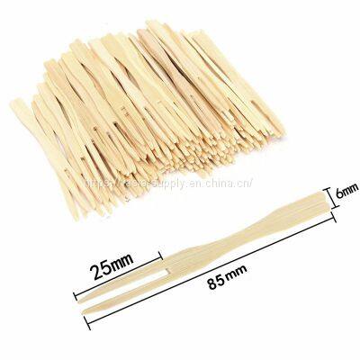 9cm Wholesale party cocktail disposable bamboo wooden fruit fork