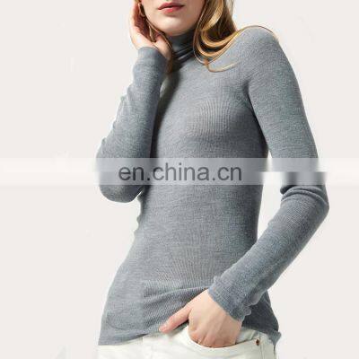 Women Seamless Knit Turtleneck 18 Gauge Worsted Merino Wool Thin Sweater Top photo-5