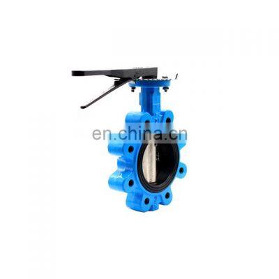 Ductile iron cast iron stainless steel carbon steel handle manual operated lug type butterfly valve