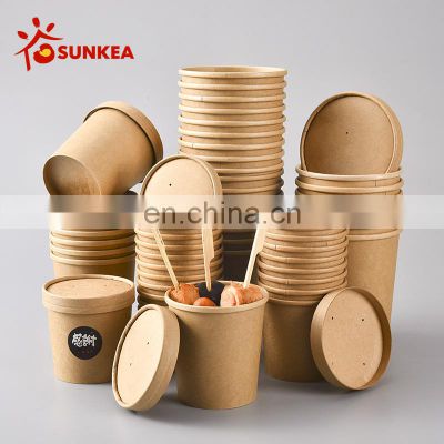 Sunkea 100%biodegradable hot food Kraft paper soup cup