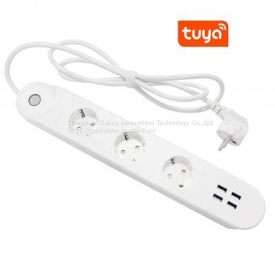 Smart Power Strip 16A Works With Alexa Google Assistant EU Standard Remote Control OEM Service