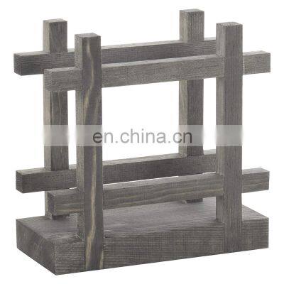 Vintage Gray Wood Cross-Corner Napkin Holder Table Top Paper Towel Dispenser 5.7x5.7x2.7 inches