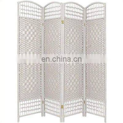 White 4 Panel 5 1/2 ft. Tall Fiber Weave Room Divider