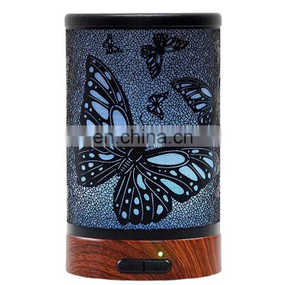 100ml Butterfly Metal Aromatherapy Oil Diffuser Ultrasonic Cool Mist Diffuser 7 Colors Changed LED