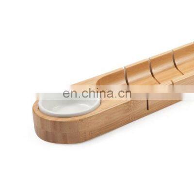 Natural Core Bamboo French Bread Board Baguette Cutting Board With Dipping Bowl