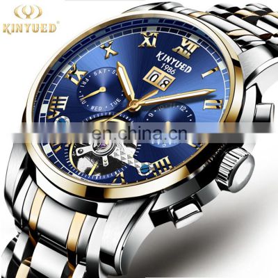 KINYUED J014 Men Fashion Luminous Stainless Steel Mechanical Watches For Men Date Watch