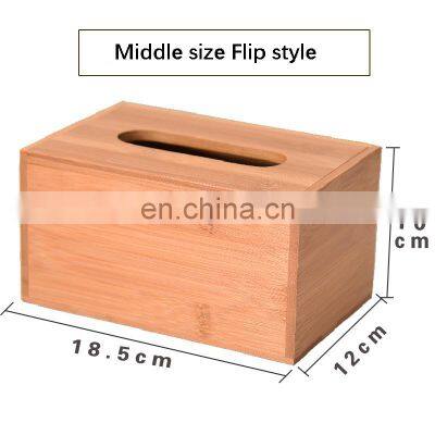 Durable Household Tissue Box Holder Round Square Rectangle Wooden Tissue Box photo-5
