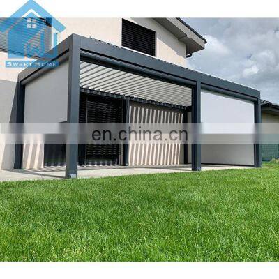 Factory Directly Sell Garden Furniture electric aluminum Pergola Metal Frame Opening Louvre Roof