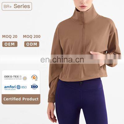 240g Thick Yoga Jacket Fashion Half Zipper Fitness Training Running Clothes Outdoor Sports Jacket Women