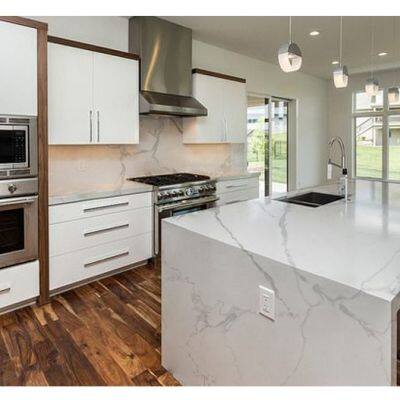 Code：3045，Calacatta Artificial Stone Quartz Slab Kitchen Countertops photo-3