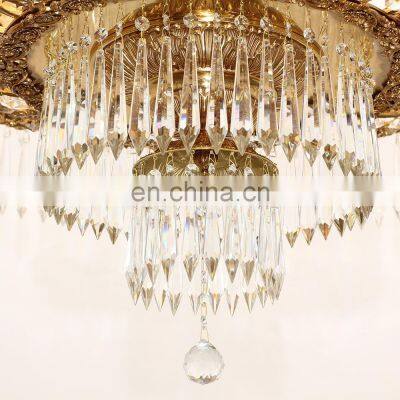Modern Hotel Copper Luxury Hanging Lights Gold Brass Large Crystal Chandelier photo-4