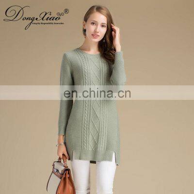 100% Knitted Cashmere Sweater Women Long Thick Crew Neck Casual Style Winter Anti-Wrinkle Anti-Shrink OEM Service Available photo-2