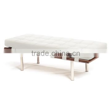 Replica High quality European style stainless steel legs white color PU leather Barcelona bench by Ludwing Mies Van der Rohe