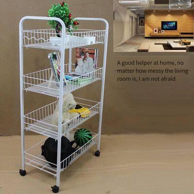 Простая мебель. Многофункциональный многоуровневый стеллаж-тележка с тремя волнистыми линиями и 4 ярусами