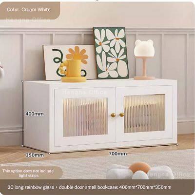 Fluted Glass Metal Cabinet- CBT735|Modern French Cream Style With Safe Anti-tipping Design for Living Room Display- ODM/OEM Supported photo-3