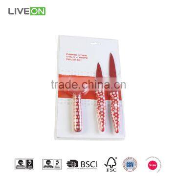 PVC Double Shrinking Utility/Paring Knife Set With Red Blade