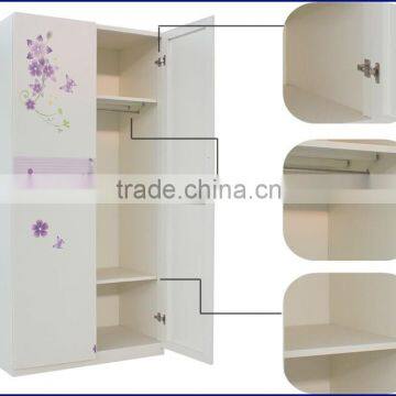 Bedroom Furniture Set Double Door Metal Wardrobe 2 Shelves KD White American Flexible Wardrobe photo-5