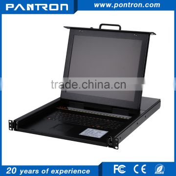 Single port 1U rackmount 17.3 inch LED KVM drawer with 12VDC, 3A power supply