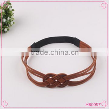 Wholesale latest fashion leather woven hair band for lady pure handmade and customized hair accessories