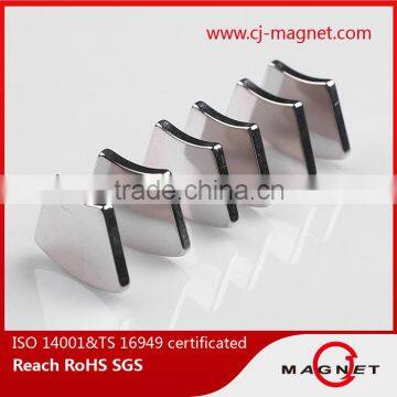 N38H TS16949 arc neodymium magnet with NI coating for motor manufactuer in China