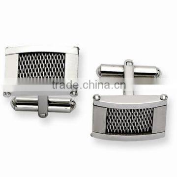 Mesh rectangle Brass Cuff Links