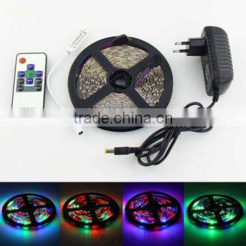 5m 3528 SMD RGB 300 LED Strip Light Lamp+10 Key RF Remote+12V 2A Power Adapter