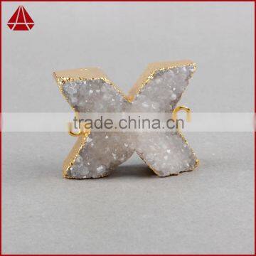 2016 hot alphabet letter X druzy pendant necklace jewelry letter shaped druzy pendants for sale