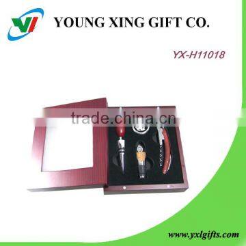 Luxury Wooden Box Wine Accessory Set With Rosewood Handle