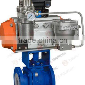 PFA Lined Ball Valve pneumatic Actuated for corrosion